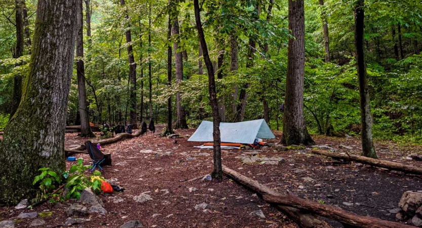 a campsite on an outward bound trip near DC